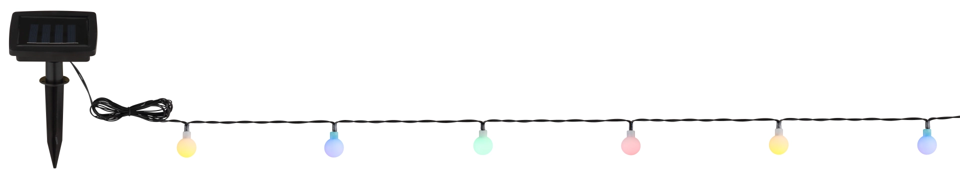 SOLAR-LICHTERKETTE KUNSTSTOFF SCHWARZ, 20XLED BUNT