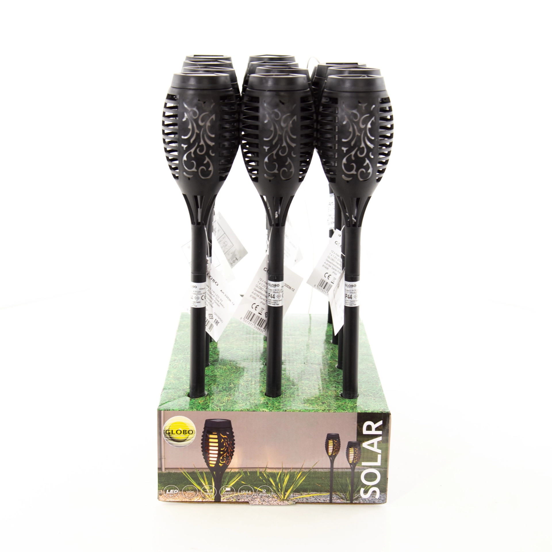 SOLARLEUCHTE KUNSTSTOFF SCHWARZ, 12XLED