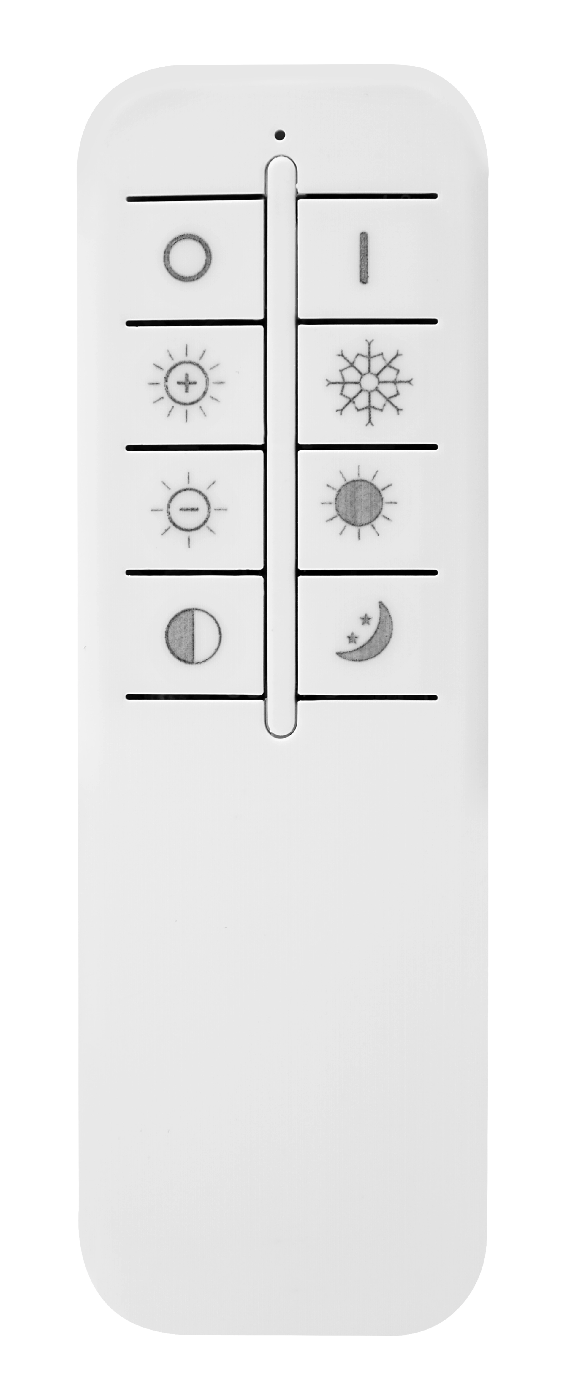 Fernbedienung der quadratischen Deckenleuchte MAVY (50x50 cm) von Globo Handels GmbH zum Dimmen bis 1900 lm und für CCT 3000–6000 K, mit Memory-Funktion; Material Metall/Acryl grau, Modell 48416-50