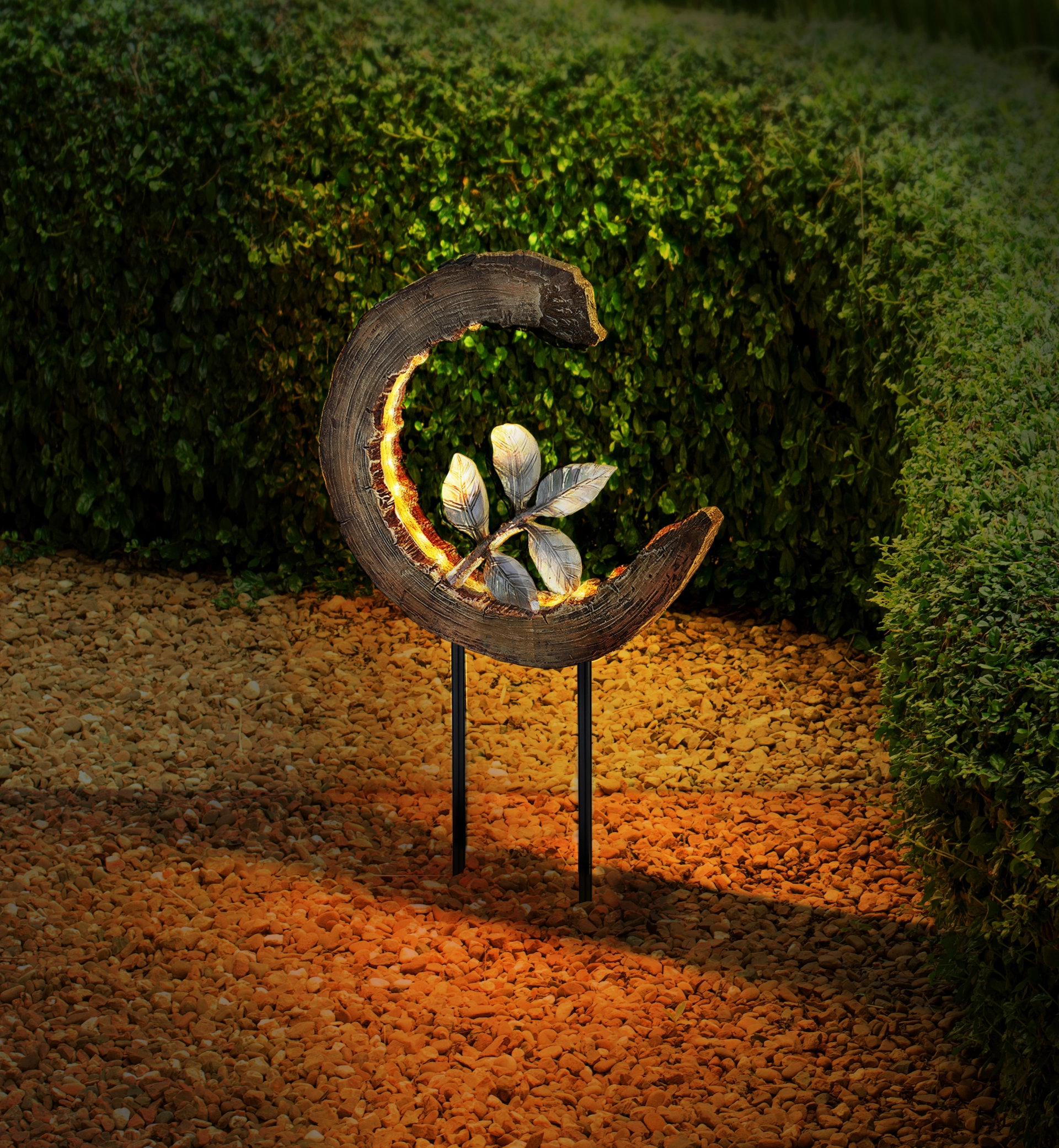 SOLARLEUCHTE KUNSTSTOFF HOLZOPTIK, 24XLED