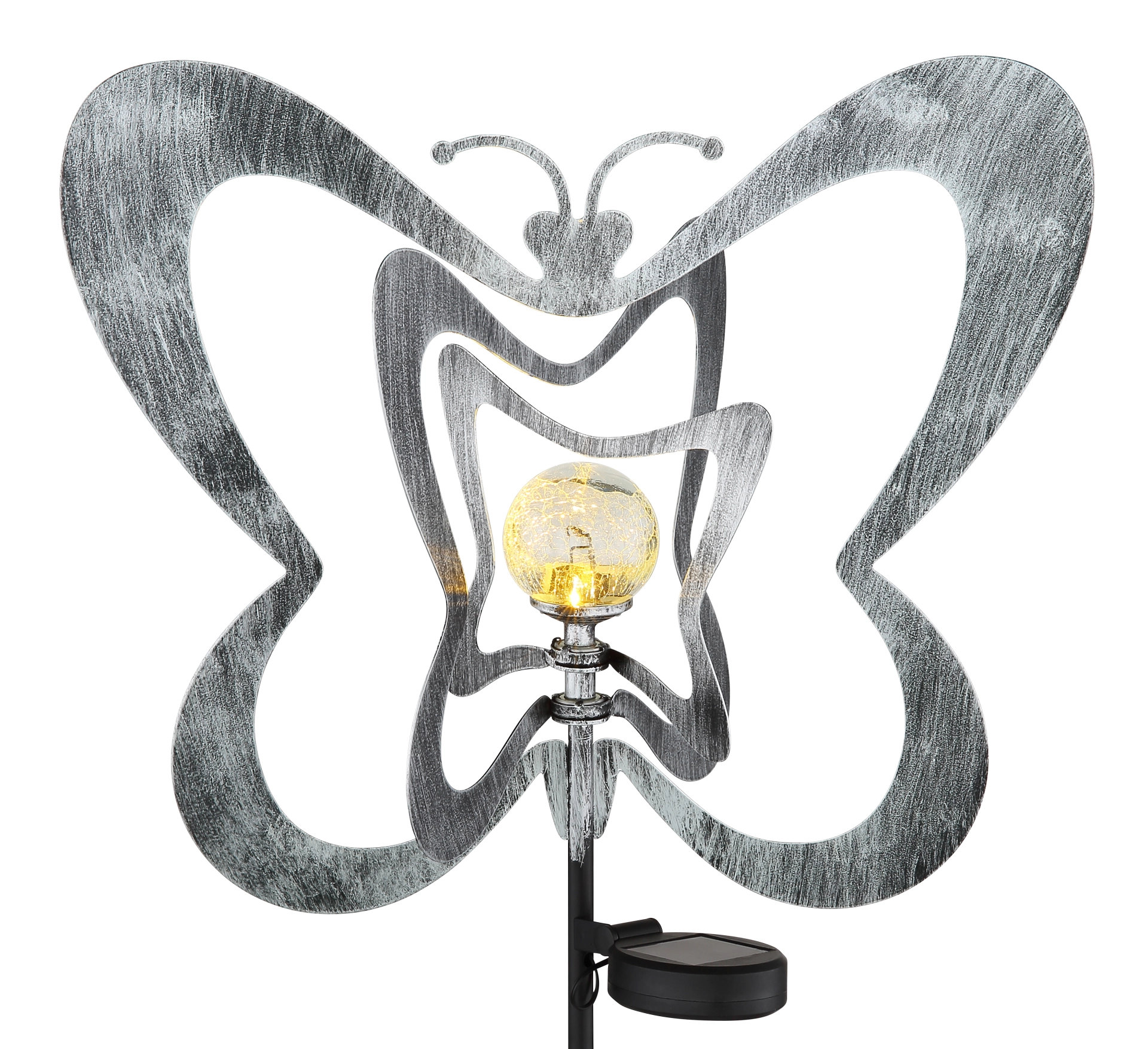 SOLARLEUCHTE METALL SILBERGRAU, 1XLED