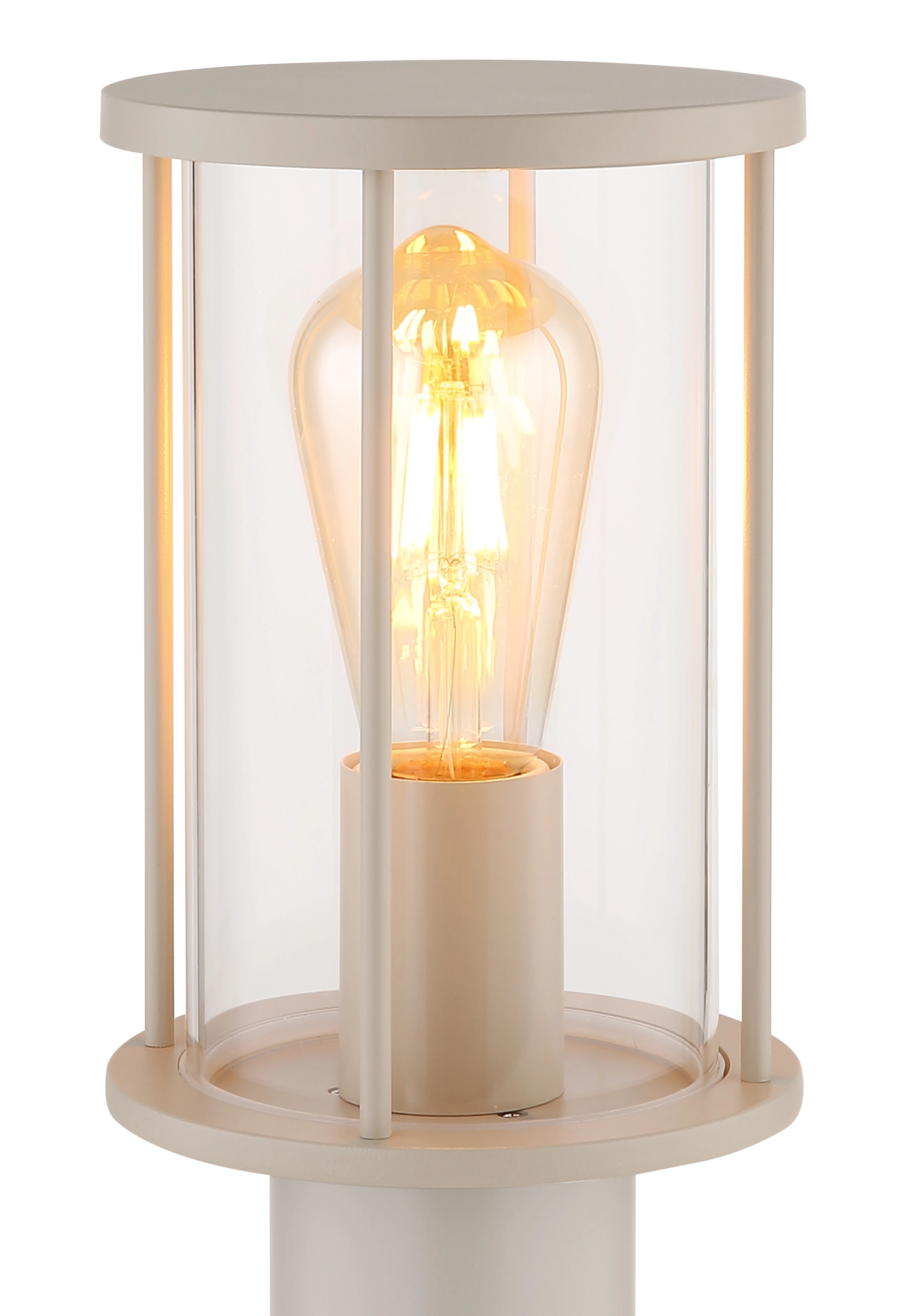 Lanterne extérieure GRACEY en inox sable mat avec verre clair et lumière chaude