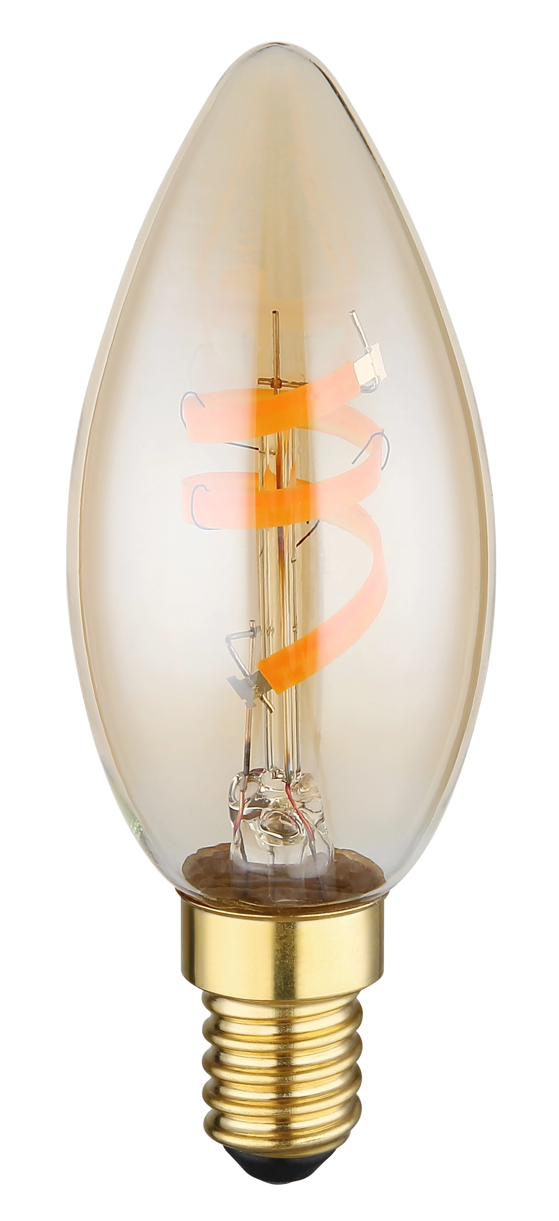LED - LEUCHTMITTEL von Globo Handels GmbH, Modell 11330D: dekorative LED-Filament-Kerze mit amberfarbenem Glas und warmem Spiral-Leuchtfaden, ideal für stimmungsvolle Beleuchtung im Vintage-/Retro-Look