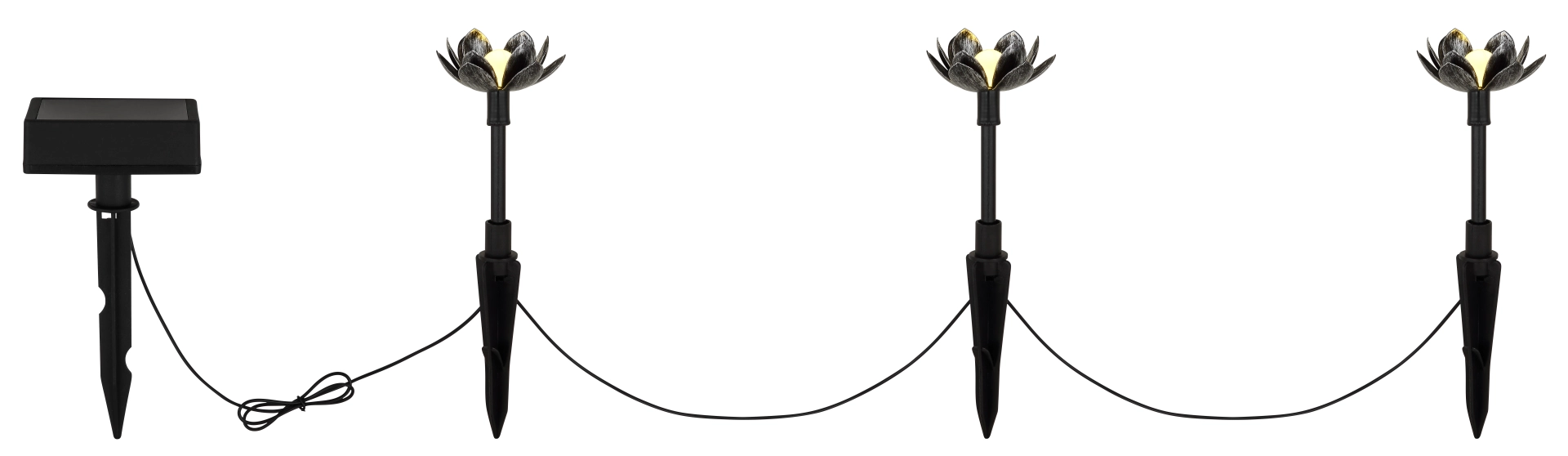 SOLARLEUCHTE METALL SILBERGRAU, 3XLED