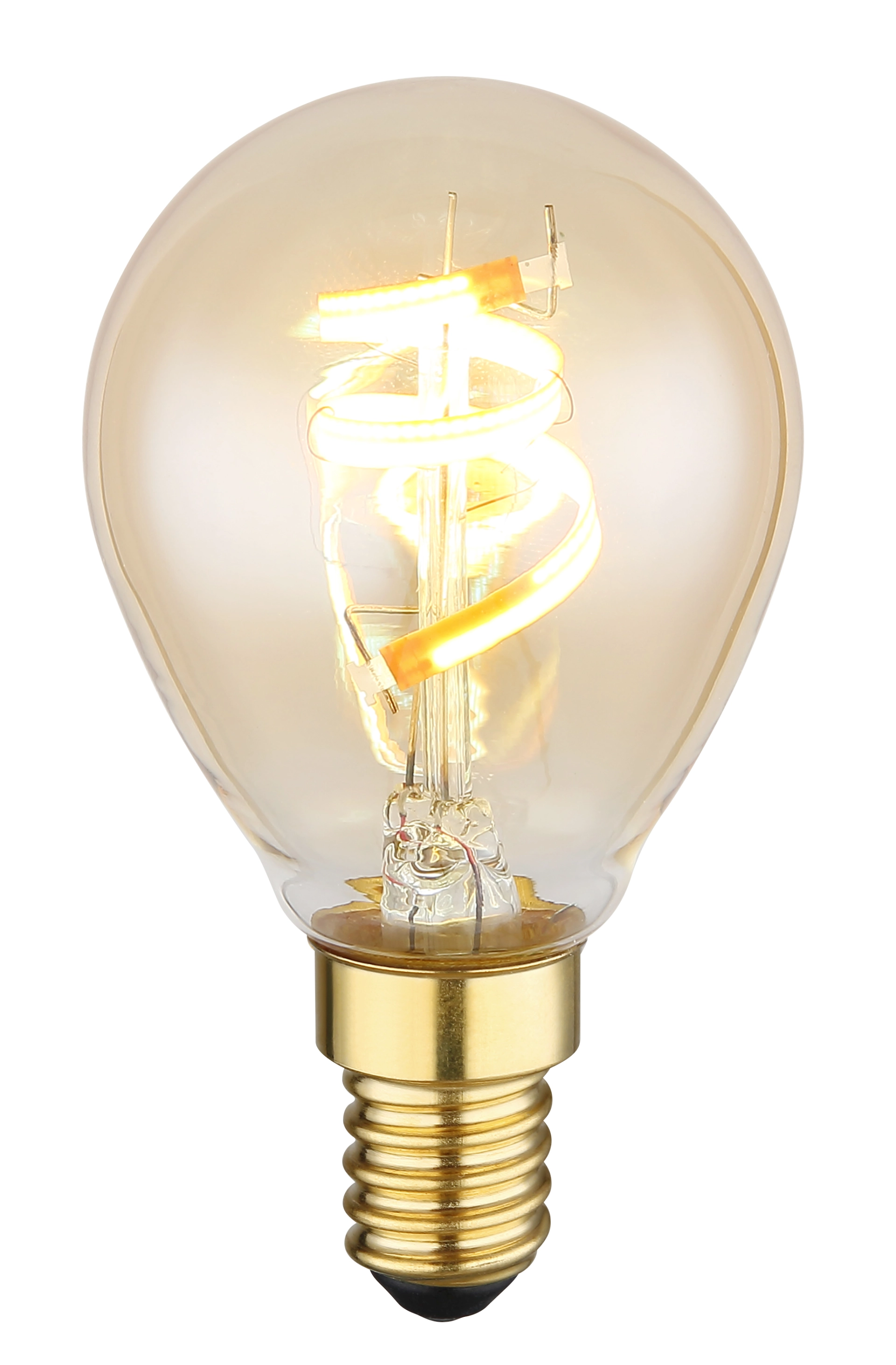 Produktbild: LED - LEUCHTMITTEL, Modell 11331D, Globo Handels GmbH – amberfarbenes Glas, dekorative Spiral-Filament-LED, warmweißes Licht, E14-Sockel, ideal für Retro- und Wohnbeleuchtung