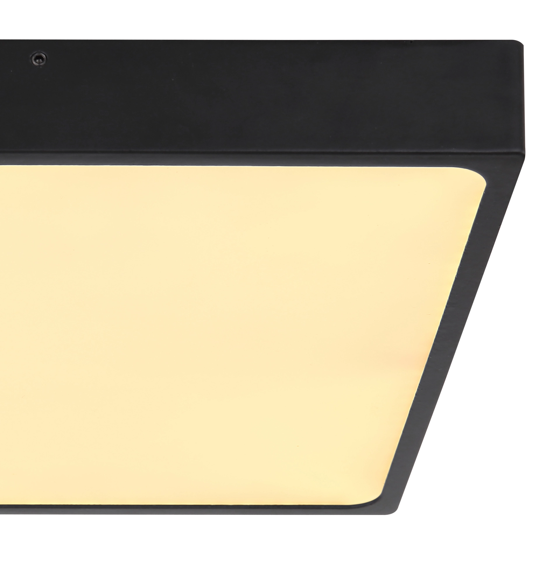 Quadratische Deckenleuchte ECHO von Globo Handels GmbH, 220x220 mm, Metall schwarz matt mit satiniertem/opalem Acryl, dimmbar, warmweißes weiches Licht; Modell 12369-30 – elegantes Design für Wohnräume.