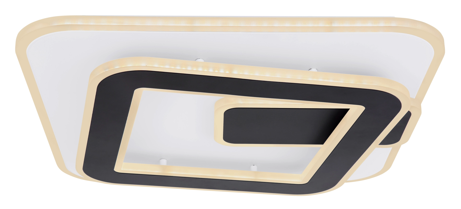 RODAN LED-Deckenleuchte von Globo Handels GmbH: quadratisches Design in Weiß und Schwarz matt aus Acryl/Metall, 40 cm, 36W 1800 lm, dimmbar 3000–6000K, Farben fixierbar, mit Nachtlicht, Memory und Fernbedienung, Modell 48435-36