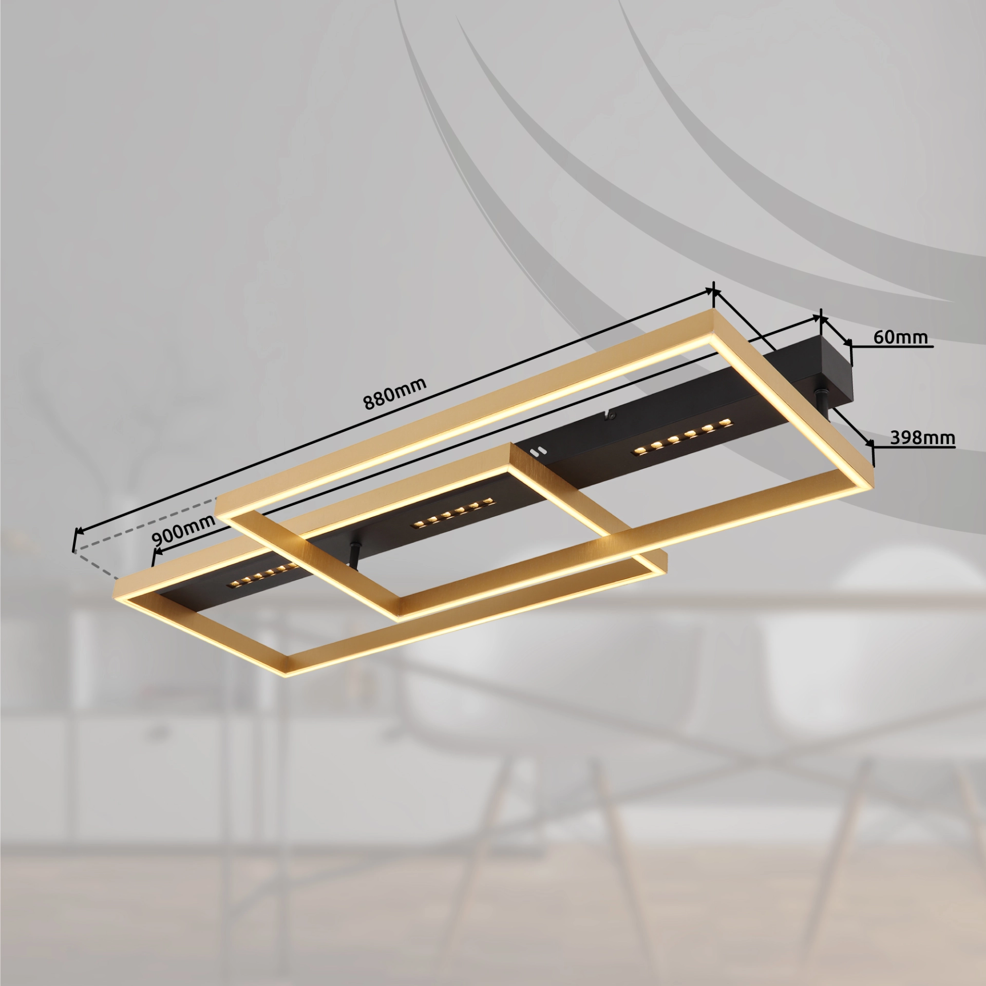 Deckenleuchte - Metall schwarz matt - Kunststoff opal - 48461-54 