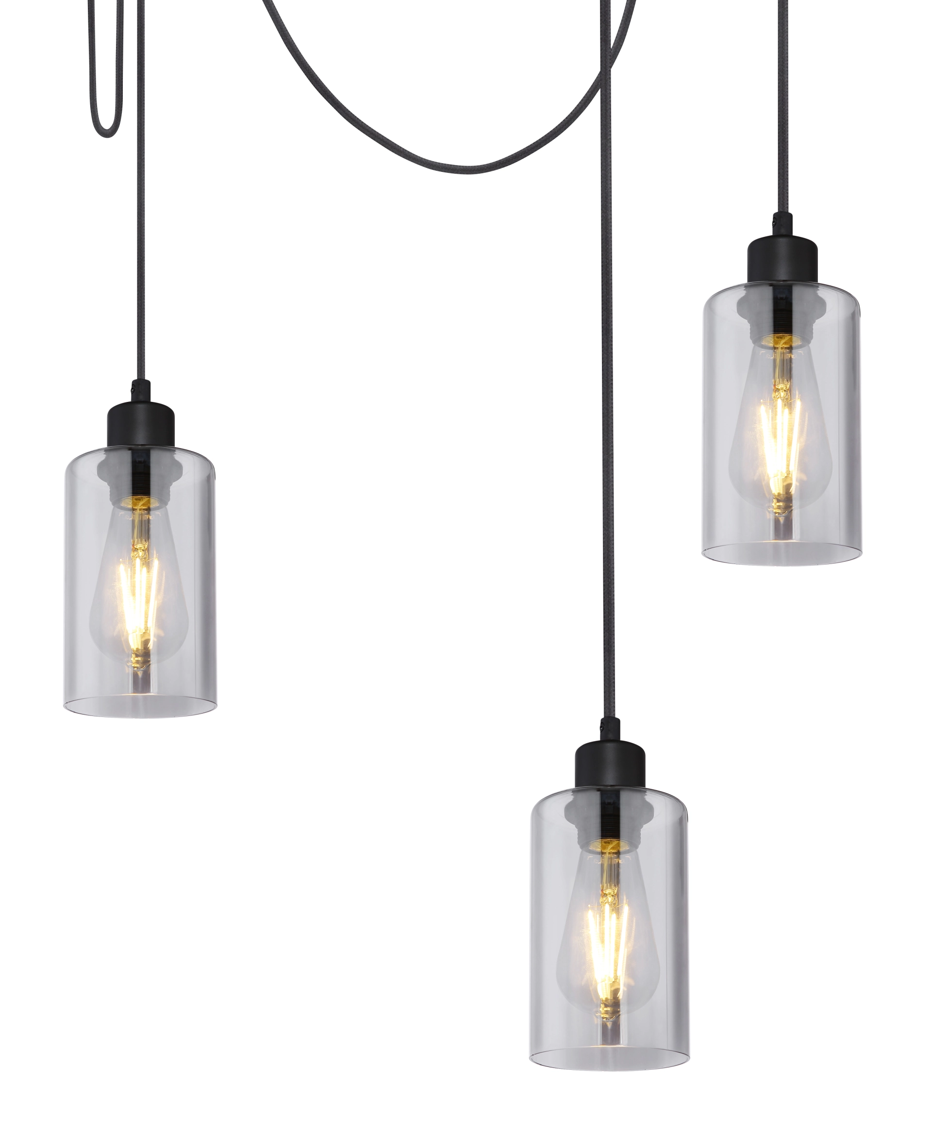 Hängeleuchte - Metall schwarz matt - Glas rauch | Globo Lighting