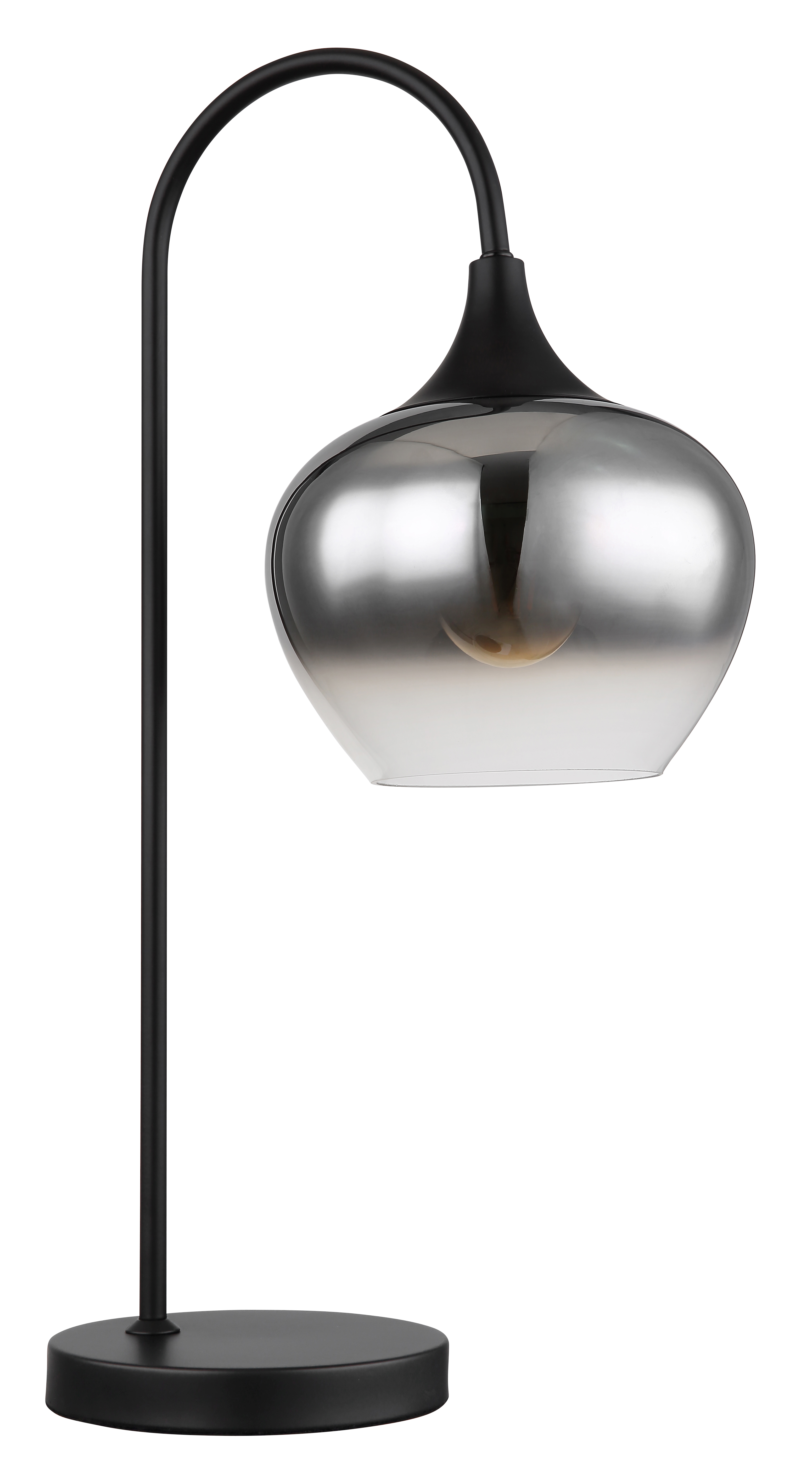 schwarz - Glas Metall Tischleuchte - rauchfarben 15548T matt -