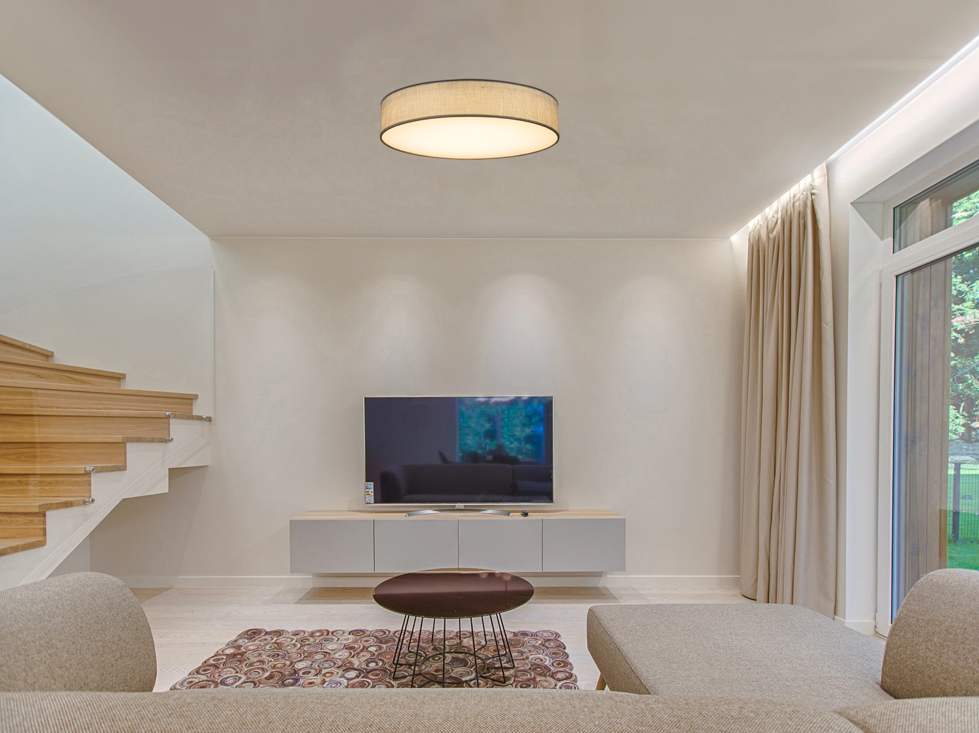 Deckenleuchte - nickel matt - Textil grau | Globo Lighting