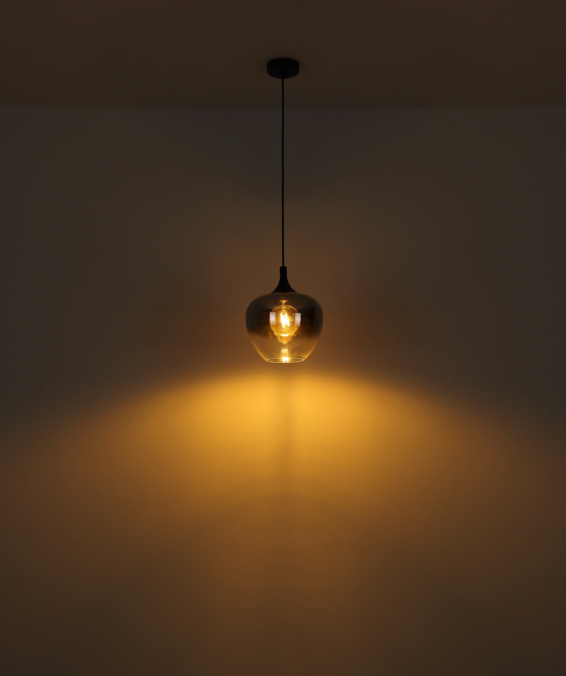 Hängeleuchte - Metall schwarz matt - Glas rauchfarben - 15548H1 