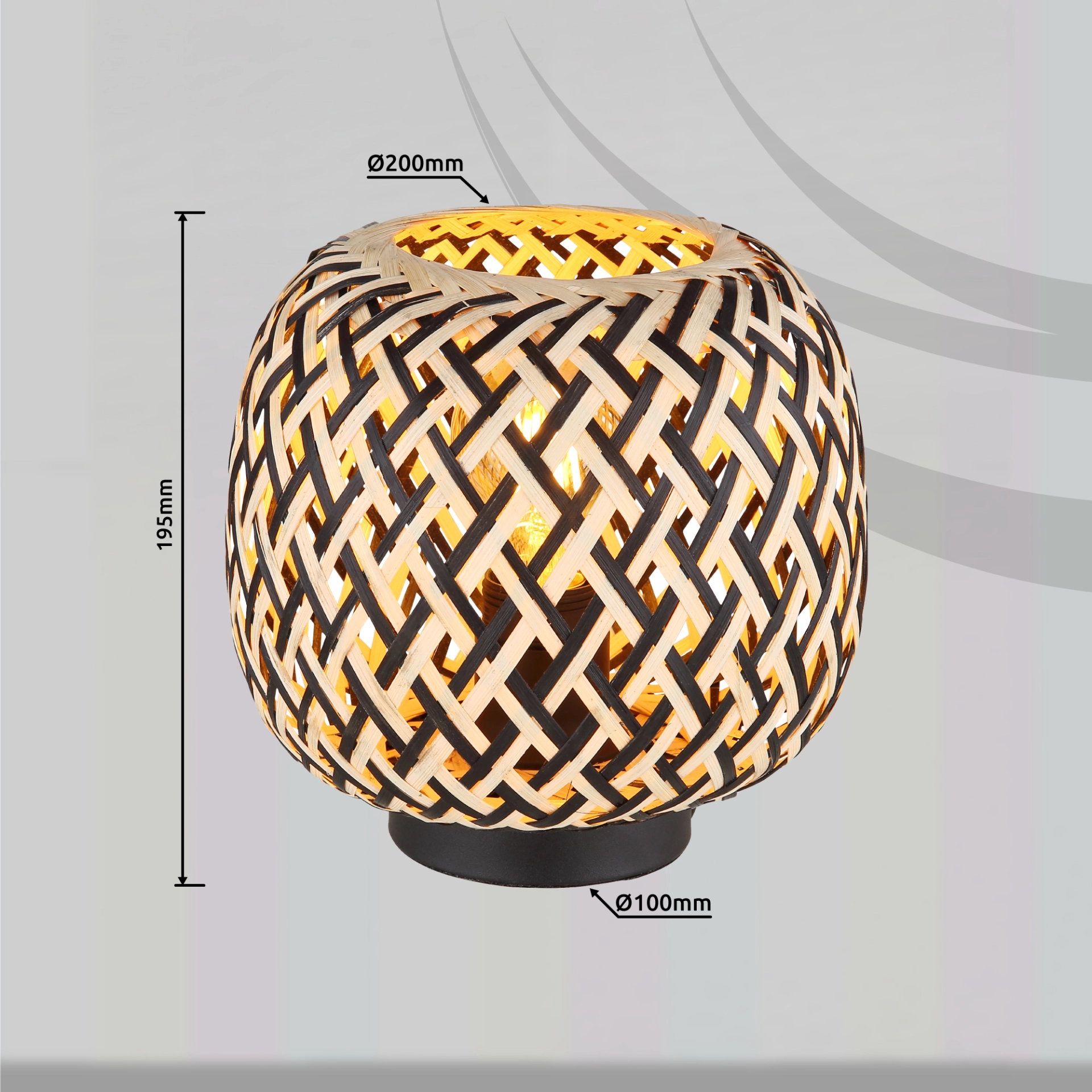 Tischleuchte - Metall schwarz matt - naturfarben - 15766T 