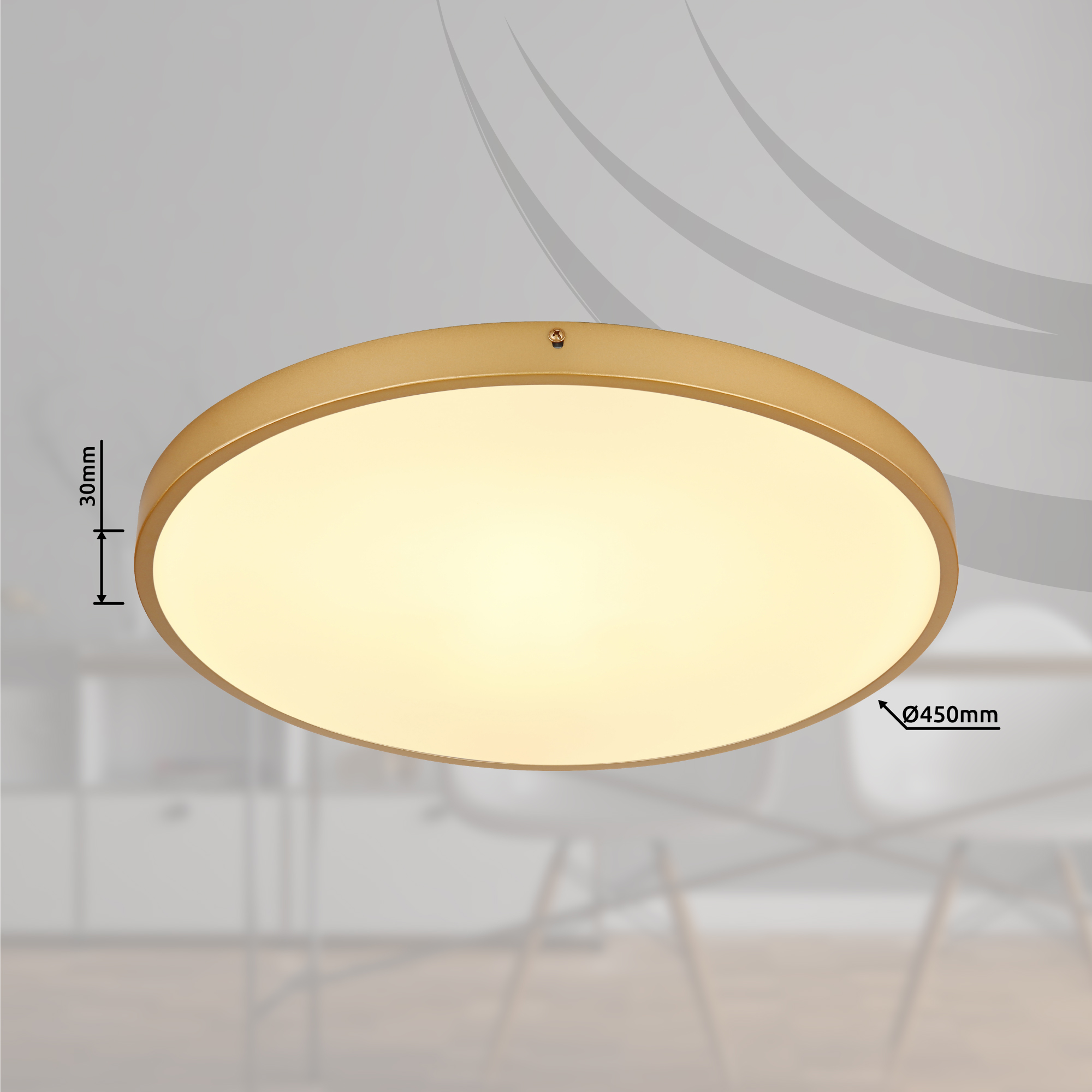 matt, light metal brass-coloured 12381-30 ceiling LED -