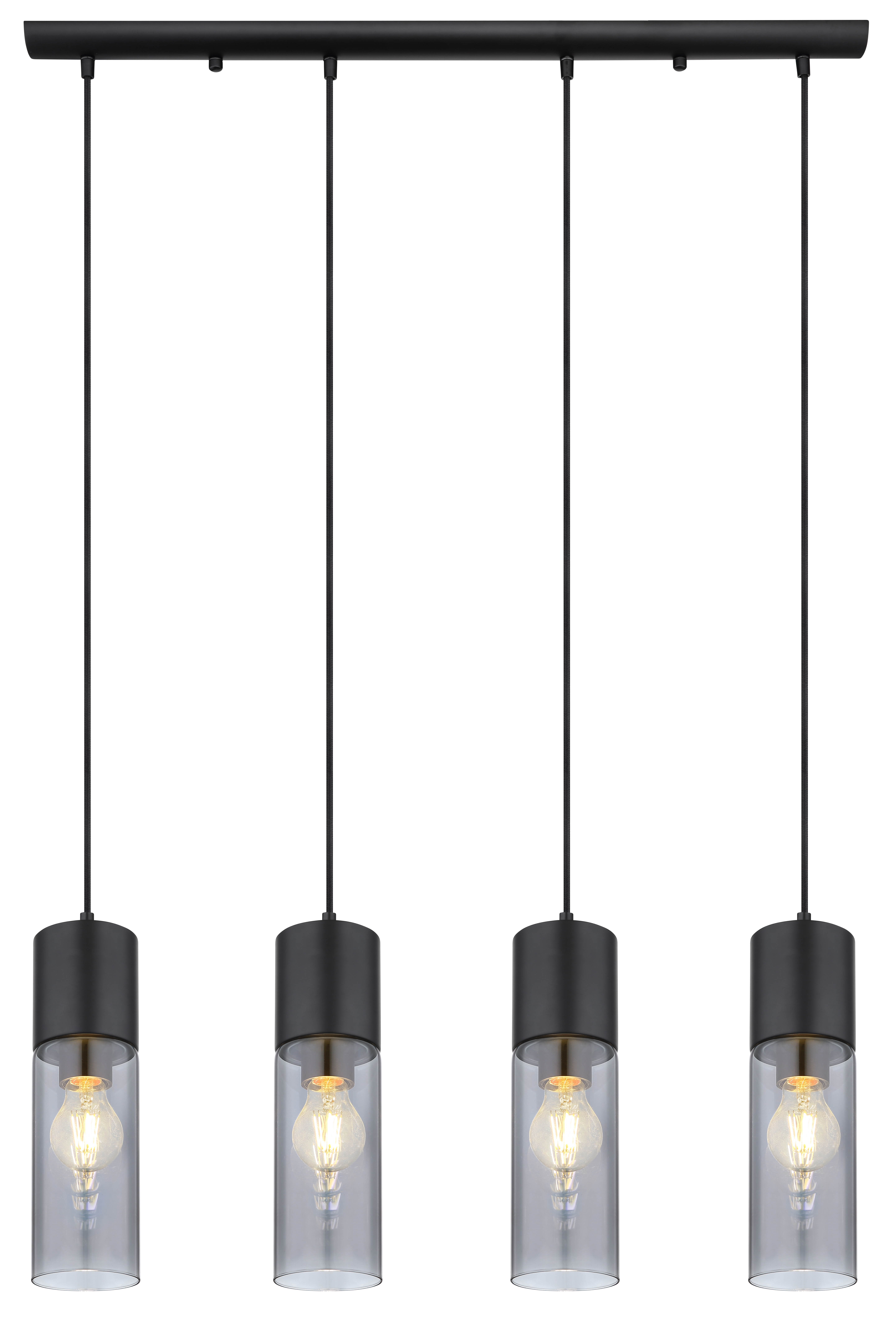 black 4x metal pendant - matt, 21000-4HB E27 lamp