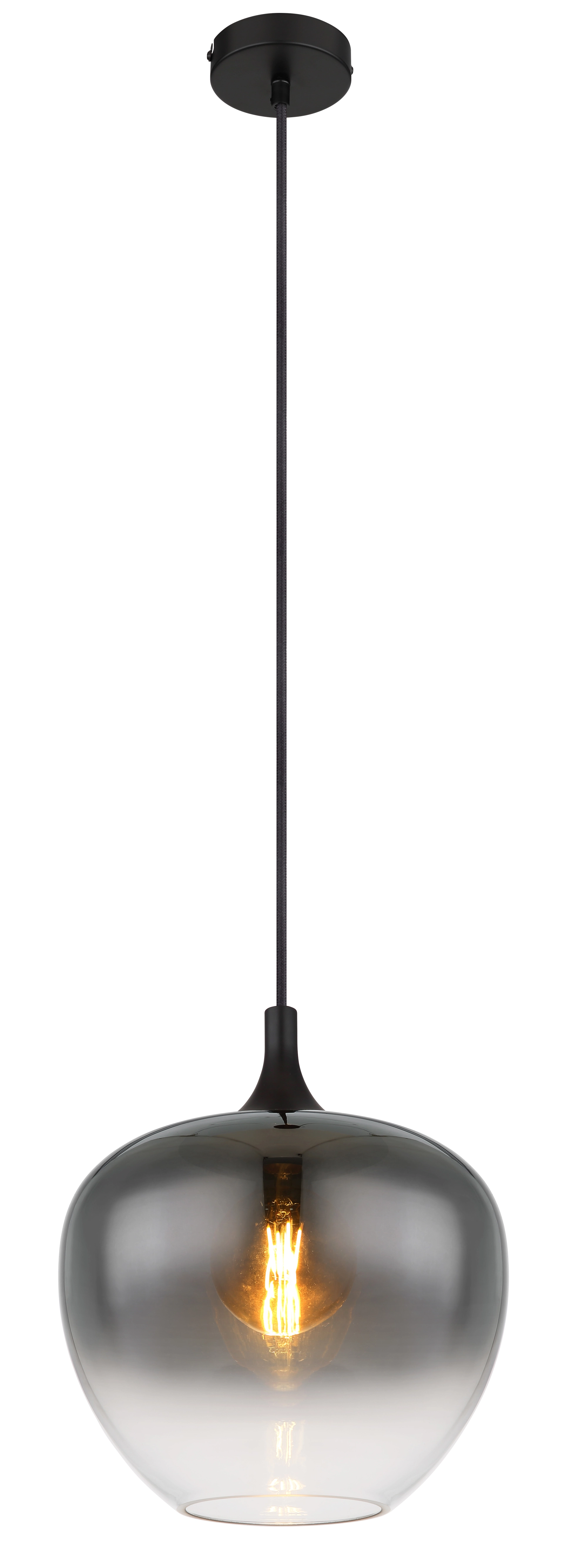 Hängeleuchte - Metall schwarz matt - Glas rauchfarben - 15548H1 