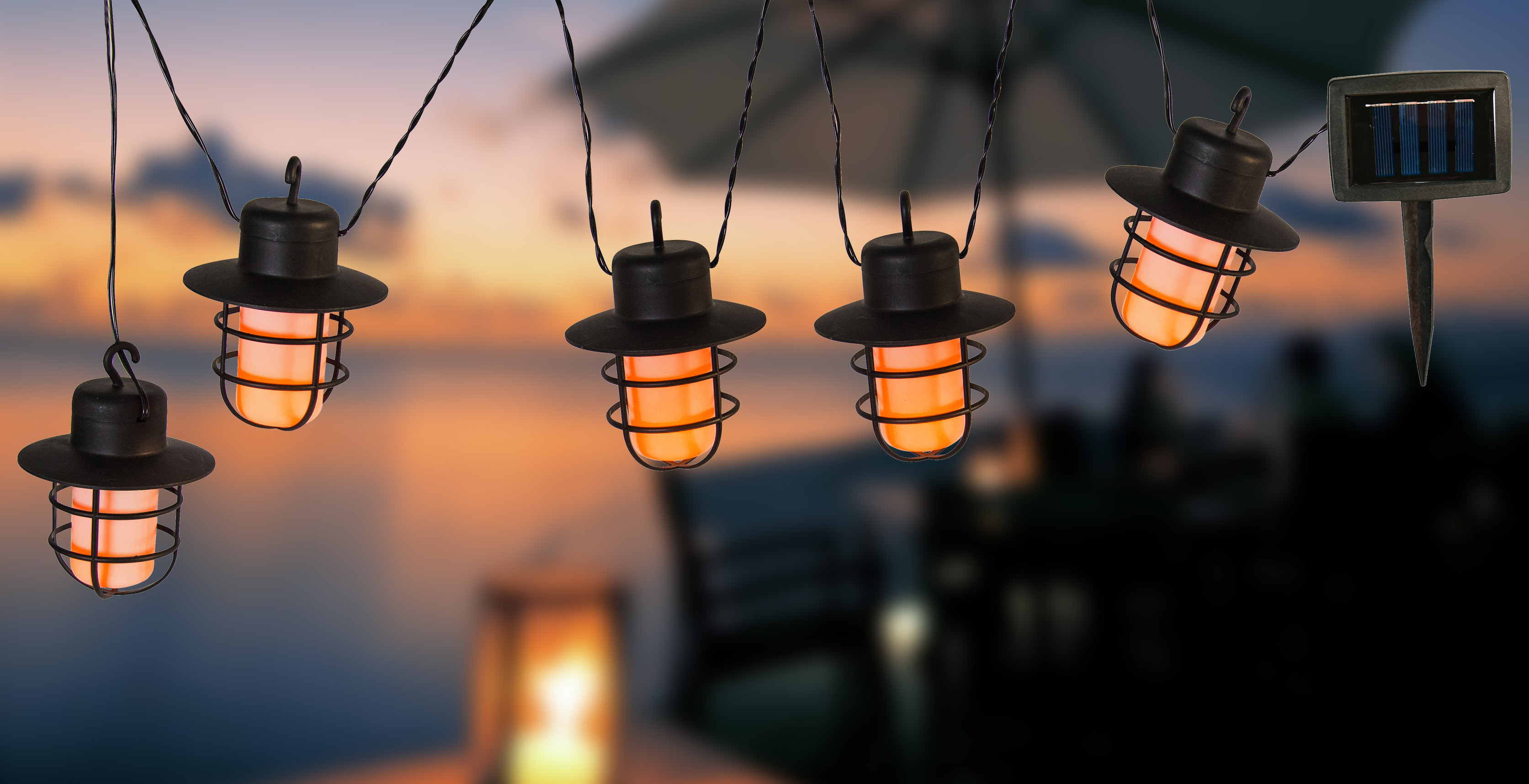 Guirlande solaire LED 33059F avec 10 lanternes