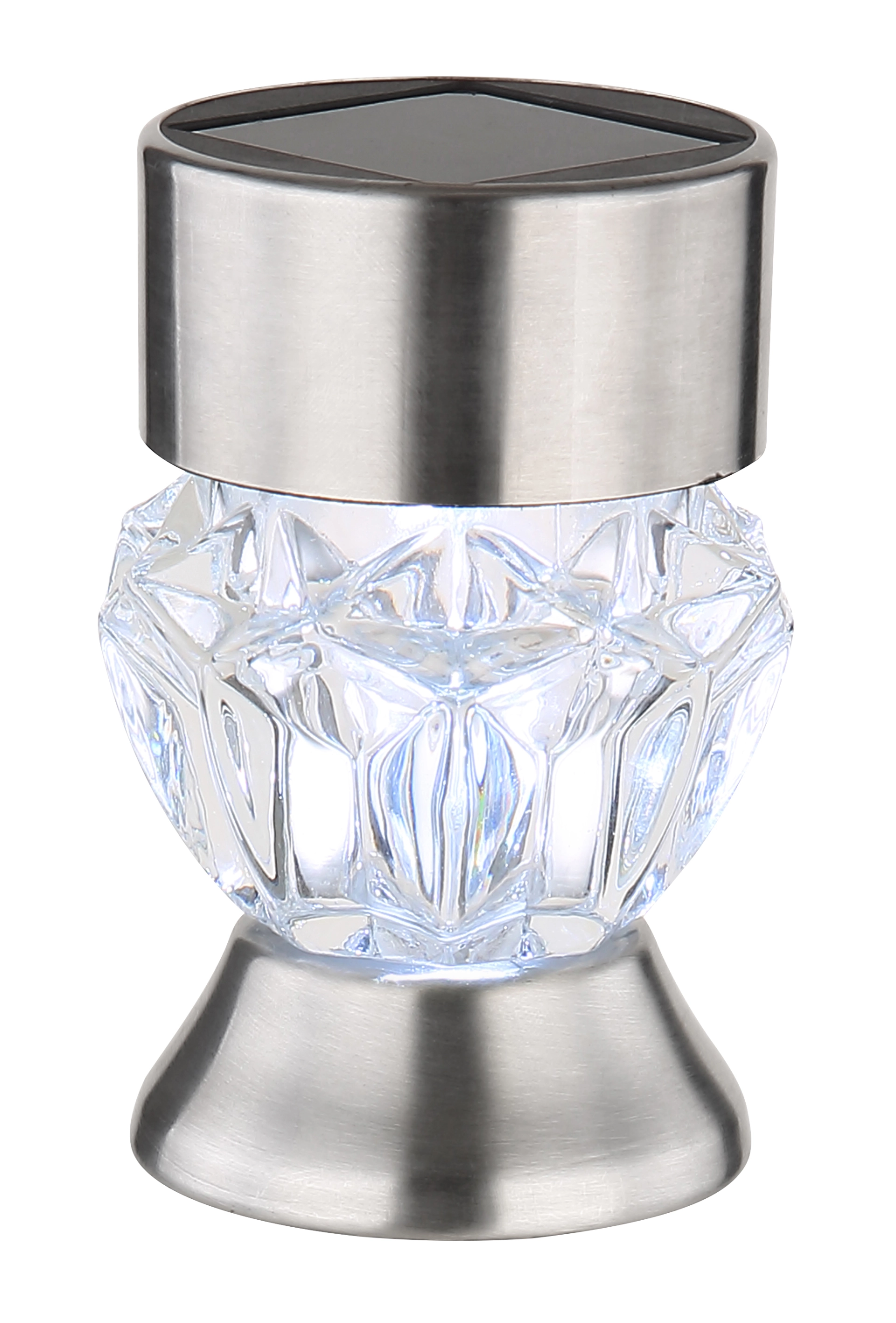 Solarleuchte - Edelstahl - Glaskristalle klar - 33986-2 